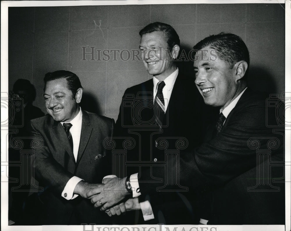 1969 Press Photo NYC Mayoral candidates Mario Procaccino, John Lindsay,J Marchi-Historic Images