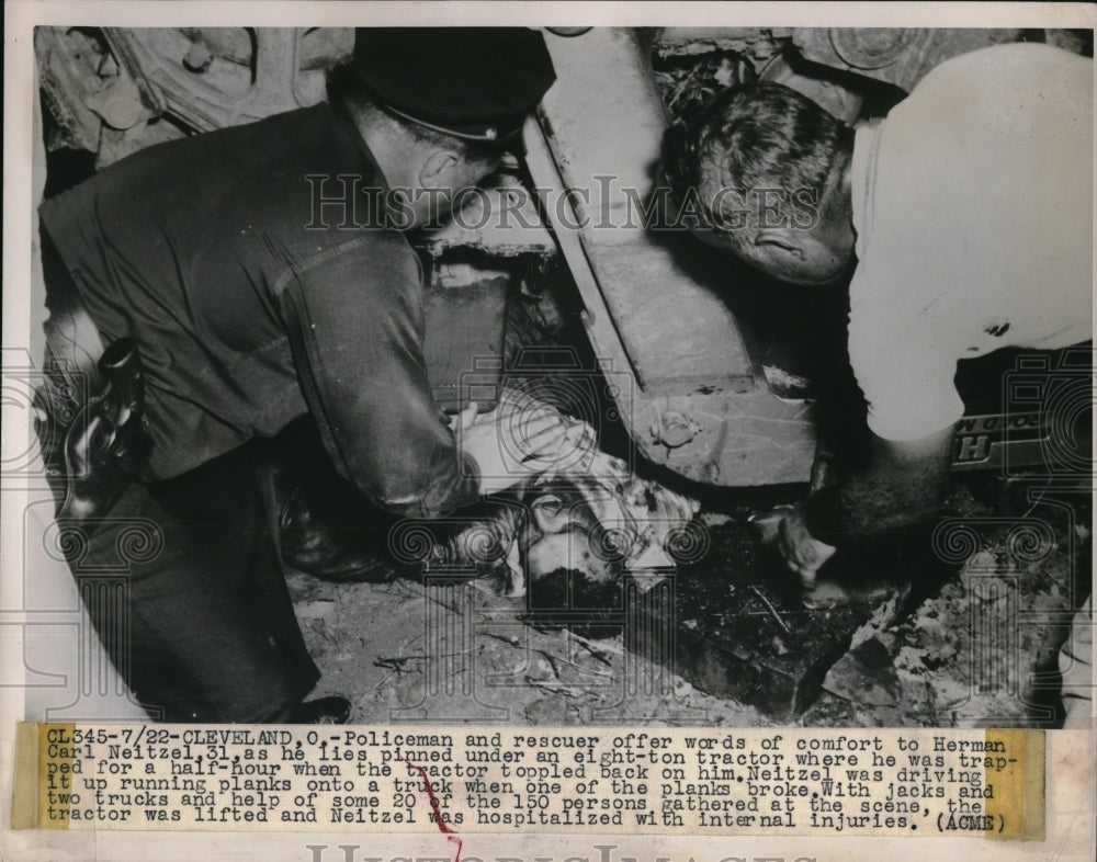 1948 Clevelan, O. police rescueHC Neitzel from truck accident - Historic Images