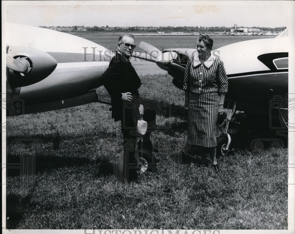 1959 Mr & Mrs Paul Thompson of Palm Beach, Fla & their airplanes - Historic Images