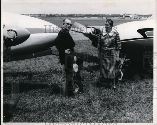1959 Mr & Mrs Paul Thompson of Palm Beach, Fla & their airplanes - Historic Images