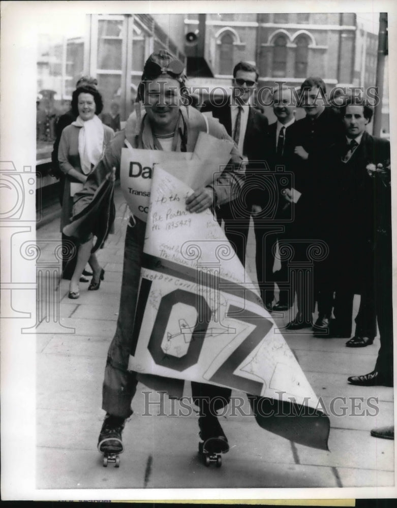 1969 Ben Garcia, Transatlantic Air Race Entrant Finishes on Skates - Historic Images