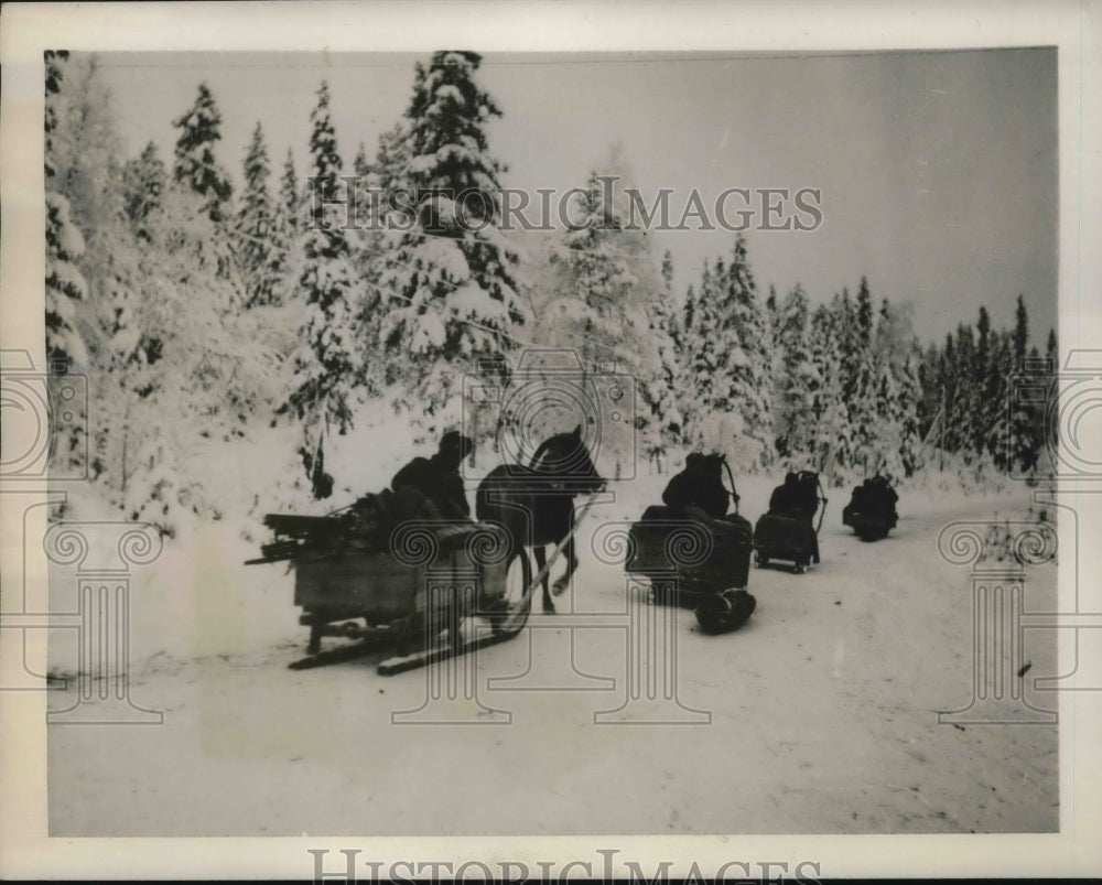 1940 Sledge Transport Finnish Supply train-Historic Images