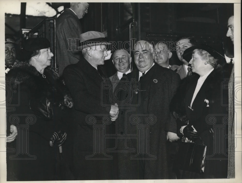 1936 Press Photo Gov. Alfred Landon, Gov. Harry Nice, Mrs. Wilkes, Mrs. Nice-Historic Images