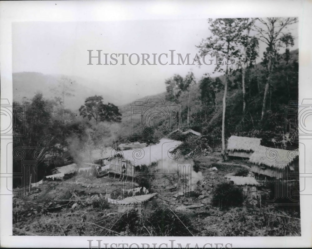 1943 Jungle hospital site for troops with everthing made of bamboo-Historic Images