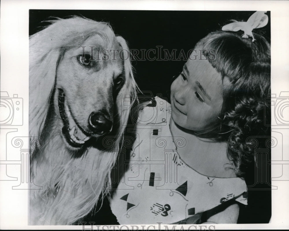 1962 Press Photo Central Canada Dog Exhibit Joan Gervais &amp; an Afghan hound - Historic Images