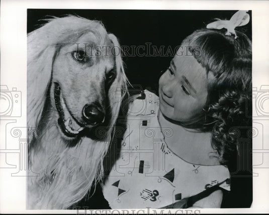 1962 Press Photo Central Canada Dog Exhibit Joan Gervais & an Afghan hound - Historic Images