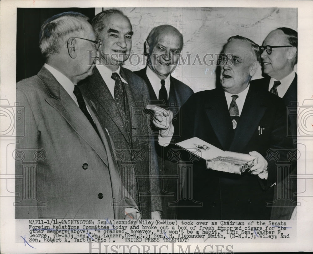 1953 Press Photo D.C. Sen A Wiley,Wis,Senate Foreign Relations Comm. - Historic Images