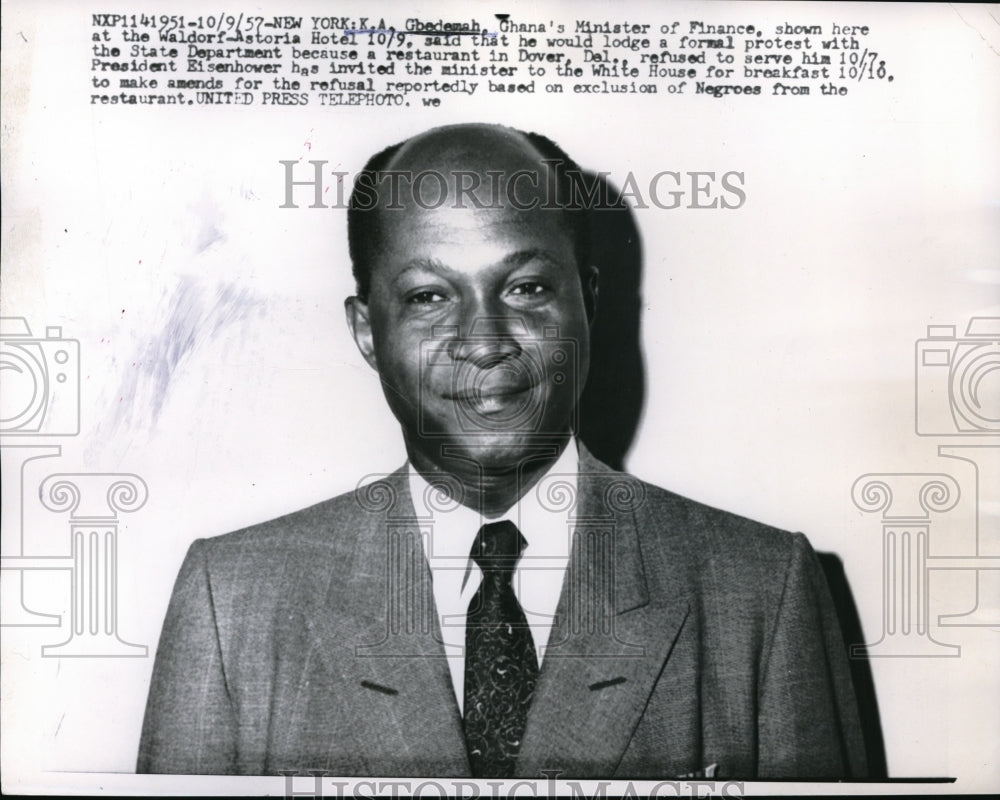 1957 NY, K.A. Gbedemah, Ghana Minister of Finance - Historic Images