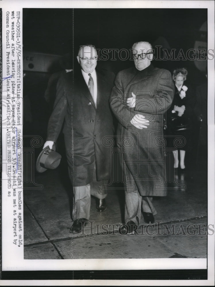 1956 Italian President Giovanni Gronchi at Wayne - Historic Images