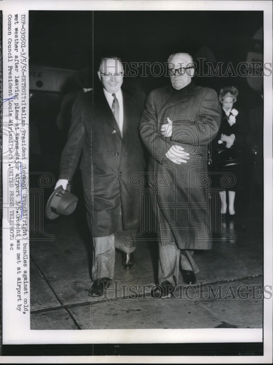 1956 Italian President Giovanni Gronchi at Wayne - Historic Images