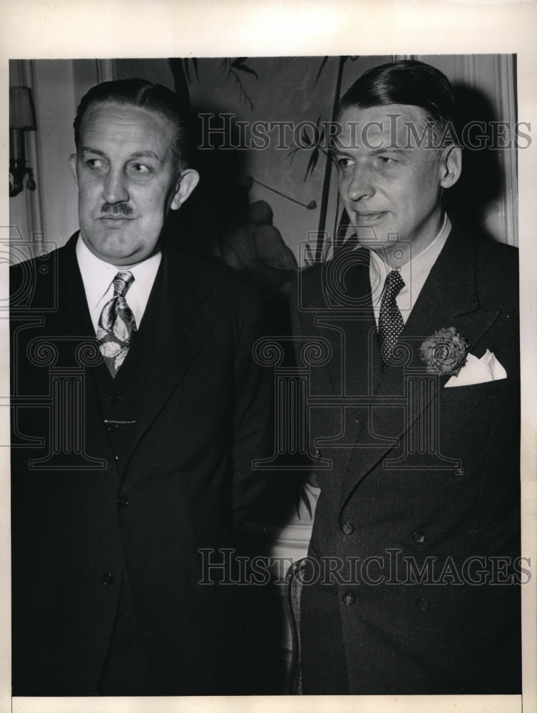 1945 Press Photo NYC, Swedish diplomat Sven Crafstrom &amp; OWI&#39;s Dr Eric Bellquist-Historic Images