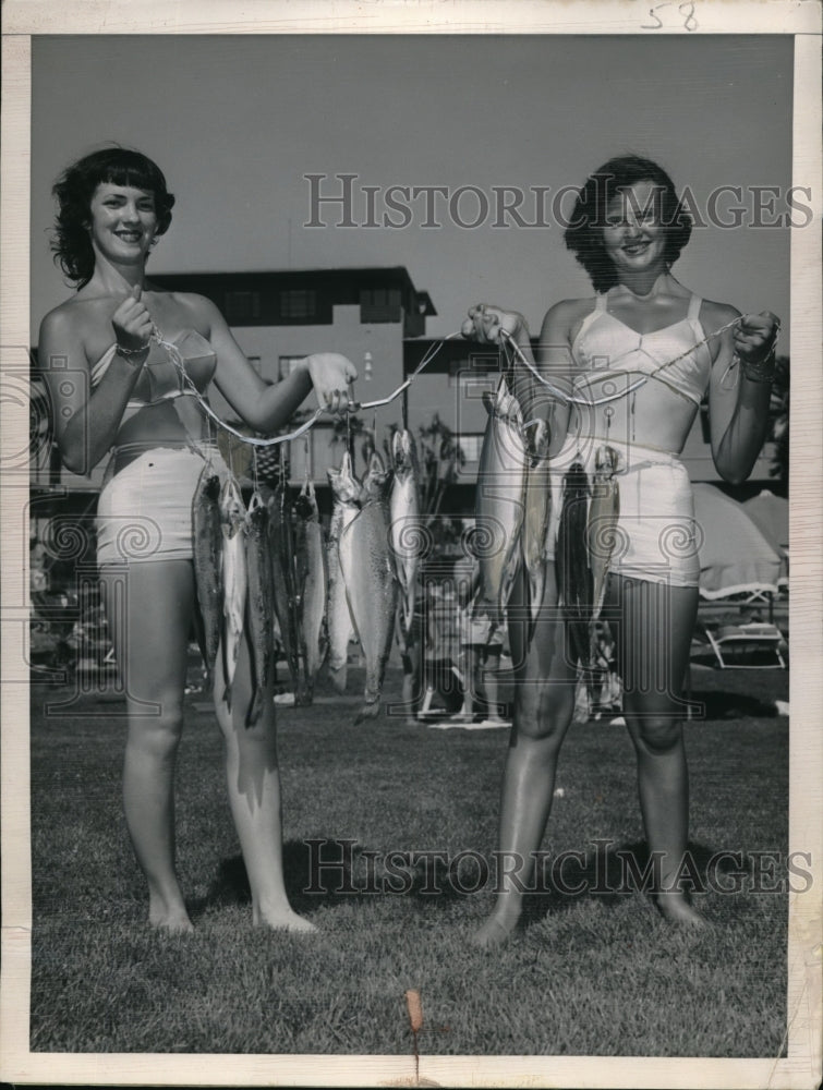 1949 Marilyn Eldridge &amp; Bonnie Bonner, Trout Caught Colorado River-Historic Images