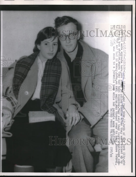 1956 Press Photo Chicago, Carol Hisnay,16 &  Paul Ecke, 117 eloped from NY - Historic Images