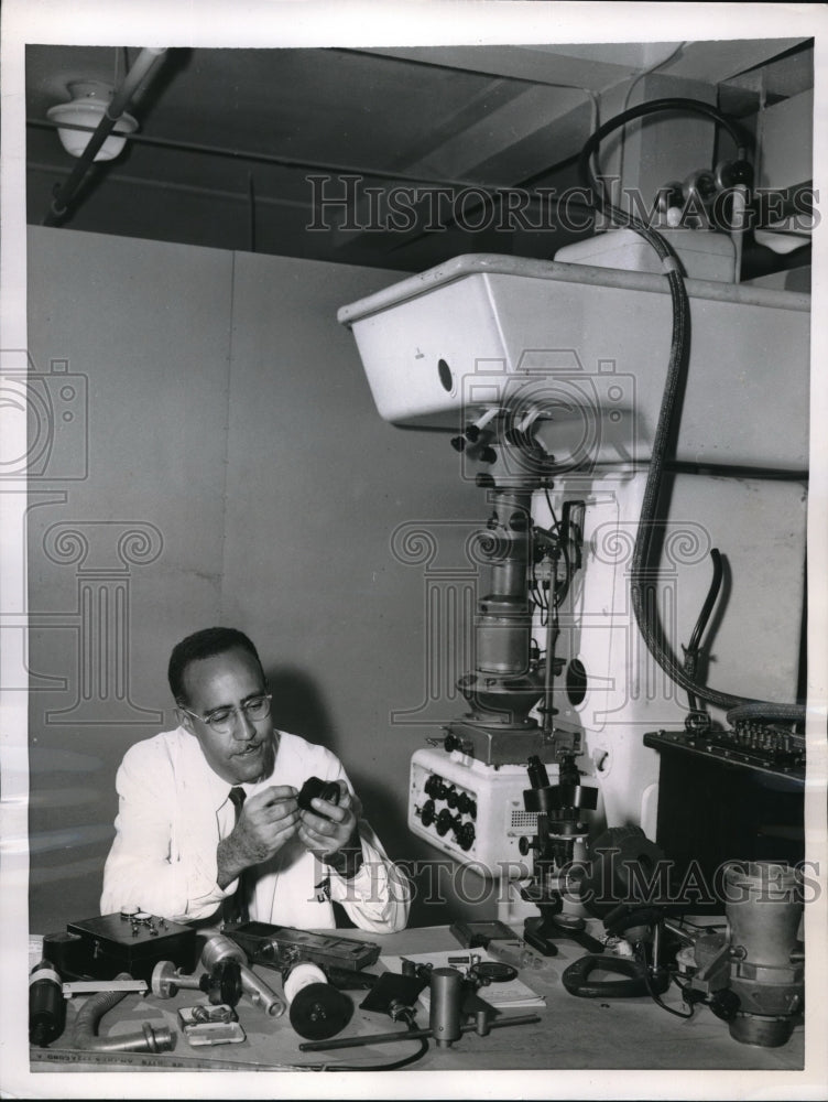 1955 Press Photo Dr. Frank B. Johnson, Chief of Histo-Chemistry at Armed Forces - Historic Images