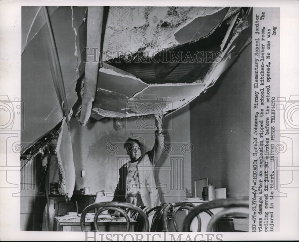 1964 Chicago,Harold Johnson at Birney Elem school after explosion - Historic Images