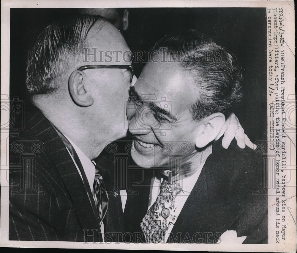 1951 Press Photo French Pres. Vincent Auriol & NYC Mayor V Impellitteri - Historic Images