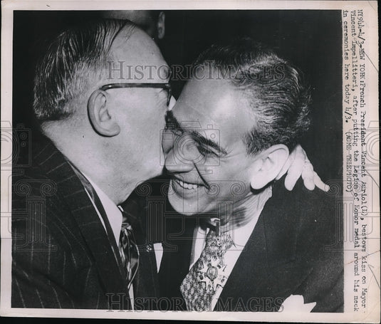 1951 Press Photo French Pres. Vincent Auriol & NYC Mayor V Impellitteri - Historic Images