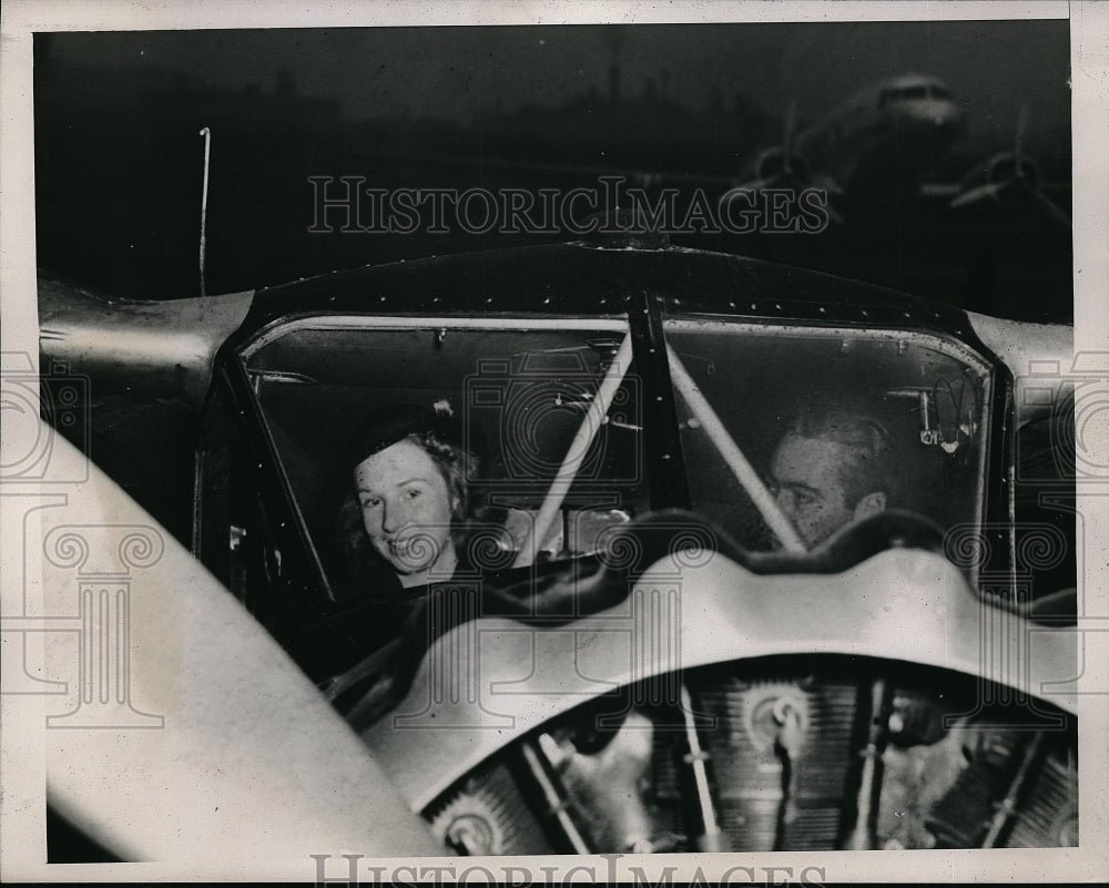 1939 Kathleen Hildebrand Sits In Cockpit Of Airplane  - Historic Images