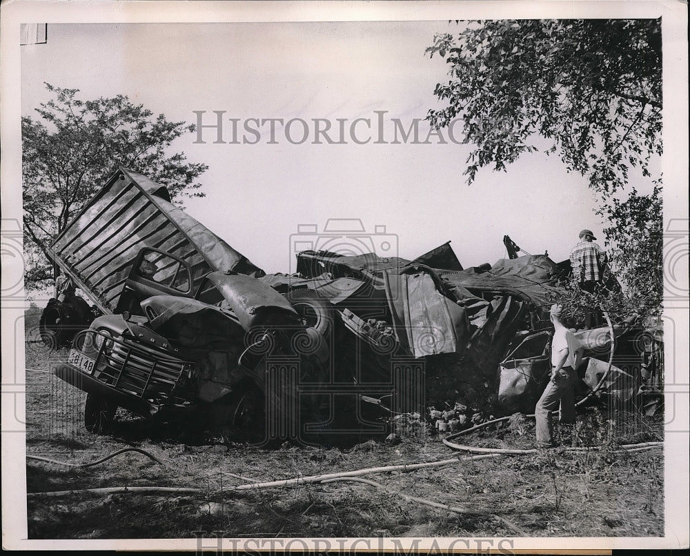 1950 Wreckage of Two Trucks in Head On Collision in Elkhart, IN - Historic Images