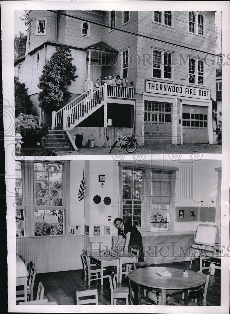 1954 Thornwood Fire House Used for School, Teacher Docia Heckler - Historic Images