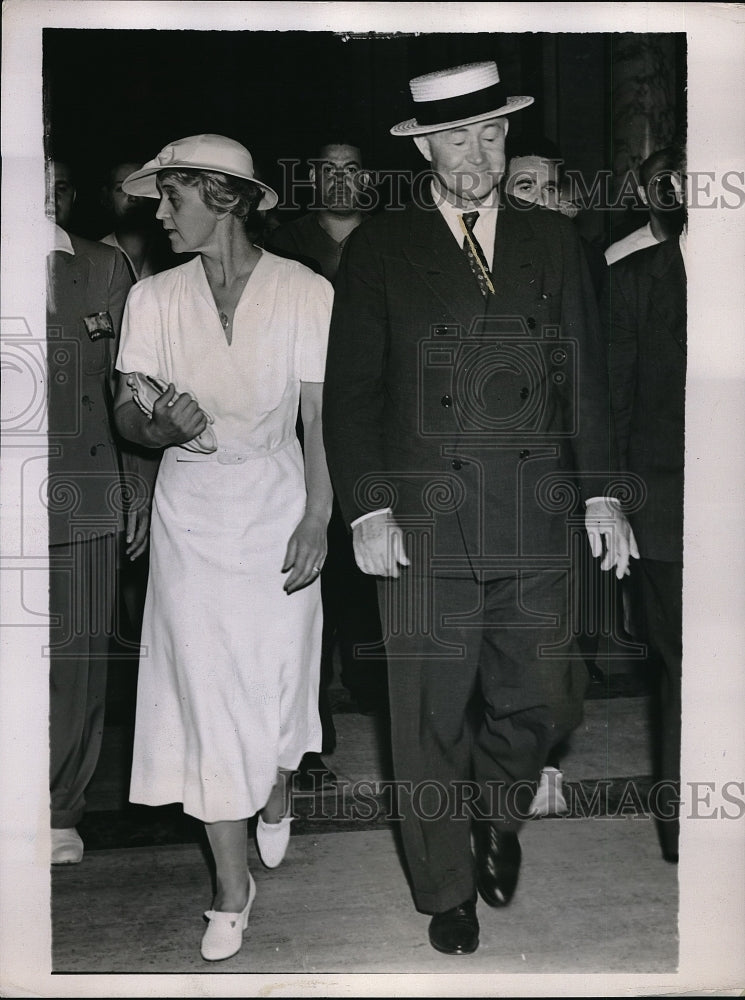 1938 Press Photo James J. Hines and Mrs. Hines at Supreme Court Trial-Historic Images