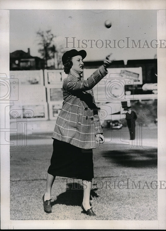 1937 Rosemary Manry Pitches First Ball at Opening of Southern League-Historic Images