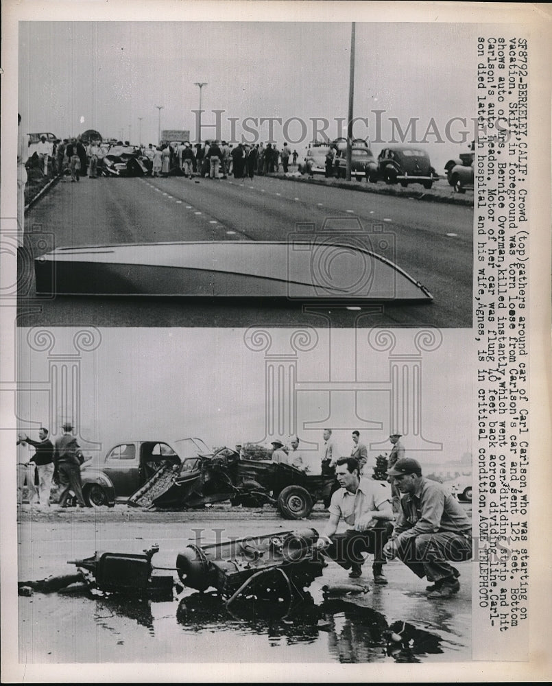 1951 Auto of Mrs. Bernice Overman, killed instantly after collision - Historic Images