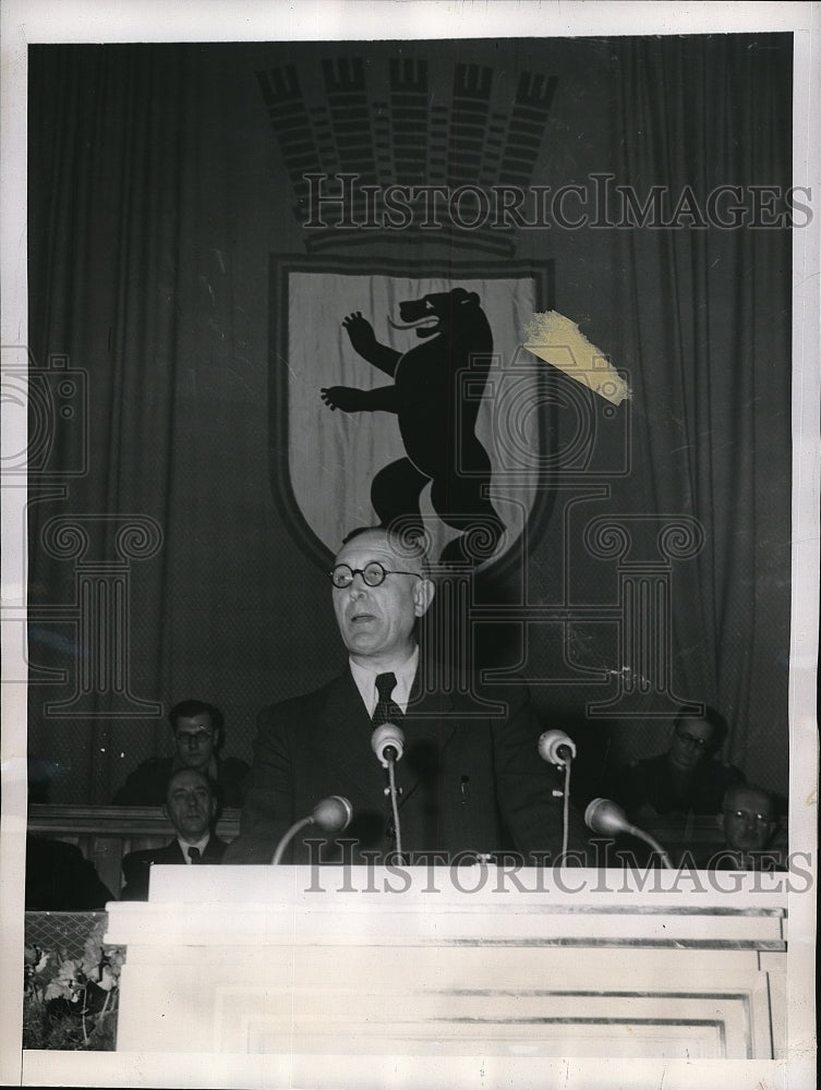 1946 Otto Ostrowksi, 63, new Lord Mayor of Berlin, Germany - Historic Images