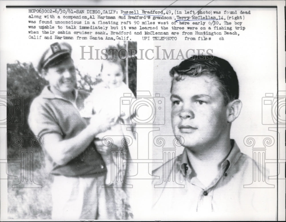 1961 Press Photo Russell Bradford Found Dead, Terry McClellan Found Unconscious-Historic Images