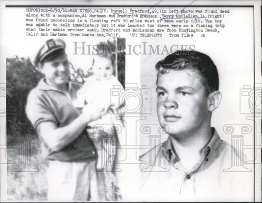 1961 Press Photo Russell Bradford Found Dead, Terry McClellan Found Unconscious-Historic Images