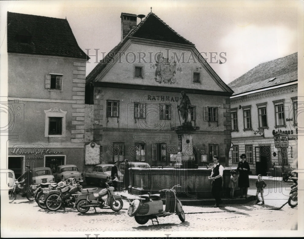 1962 Oldest Stadttheater in Village Square of Danube-Historic Images