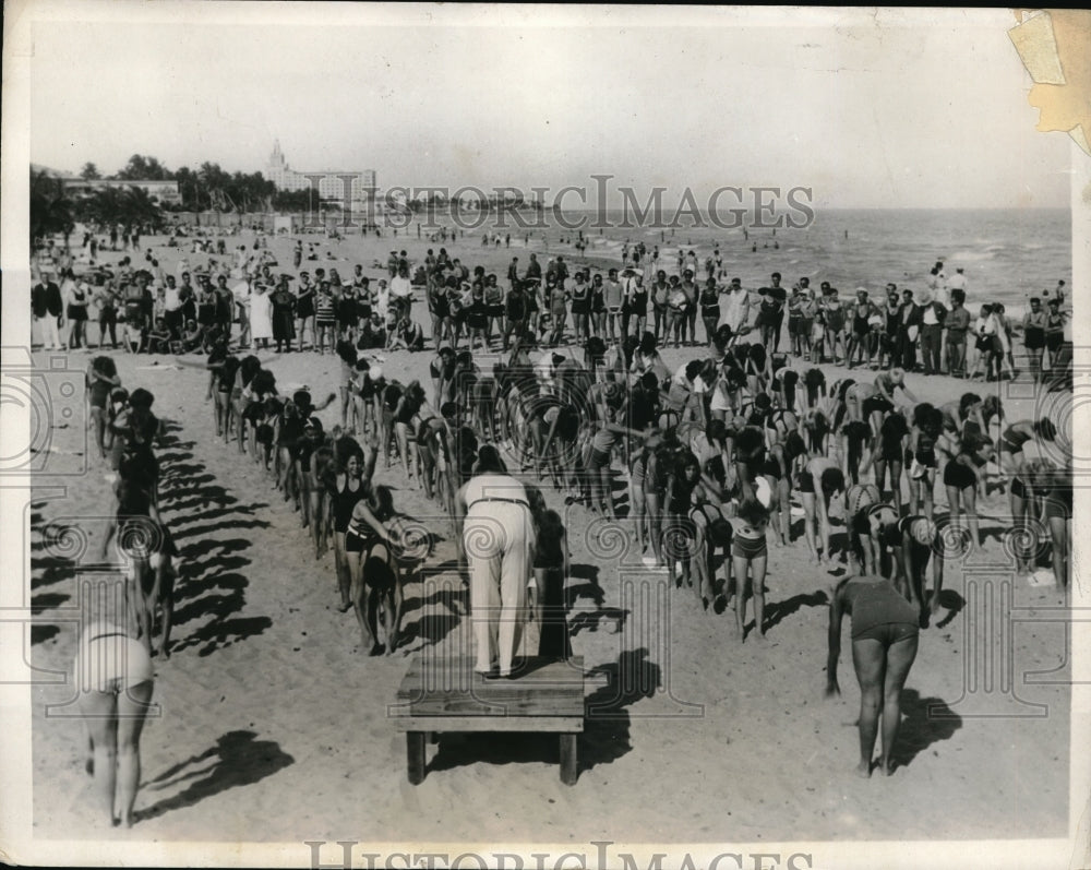 1932 ZPeople exerciseing on beaches at Miami Beach, Fla.-Historic Images