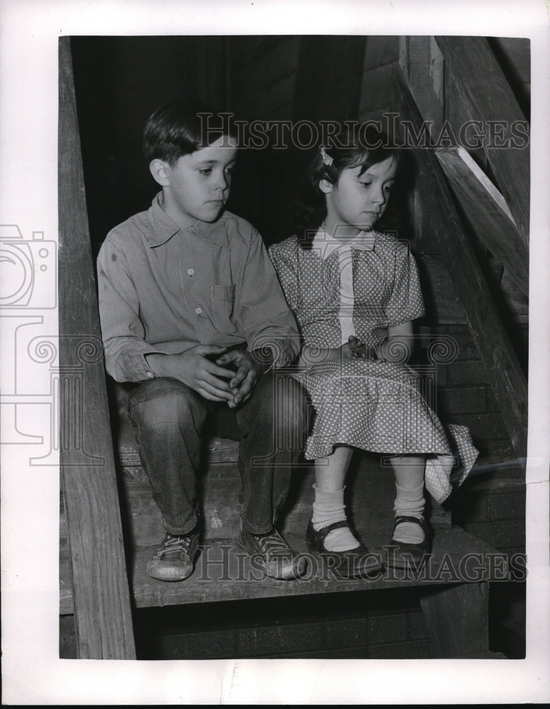 1956 Press Photo Clarence Houle and his sister Marie after burglury - Historic Images