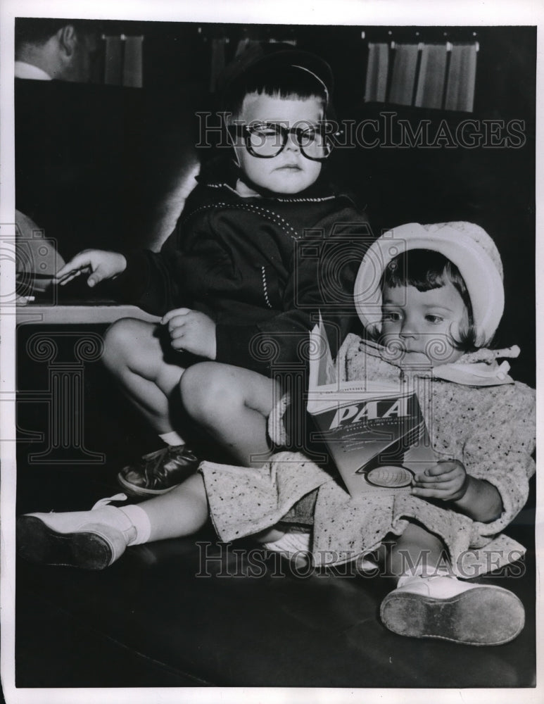 1956 Press Photo Tommy Hughes and his Sister Diana at Airport - neb49319-Historic Images