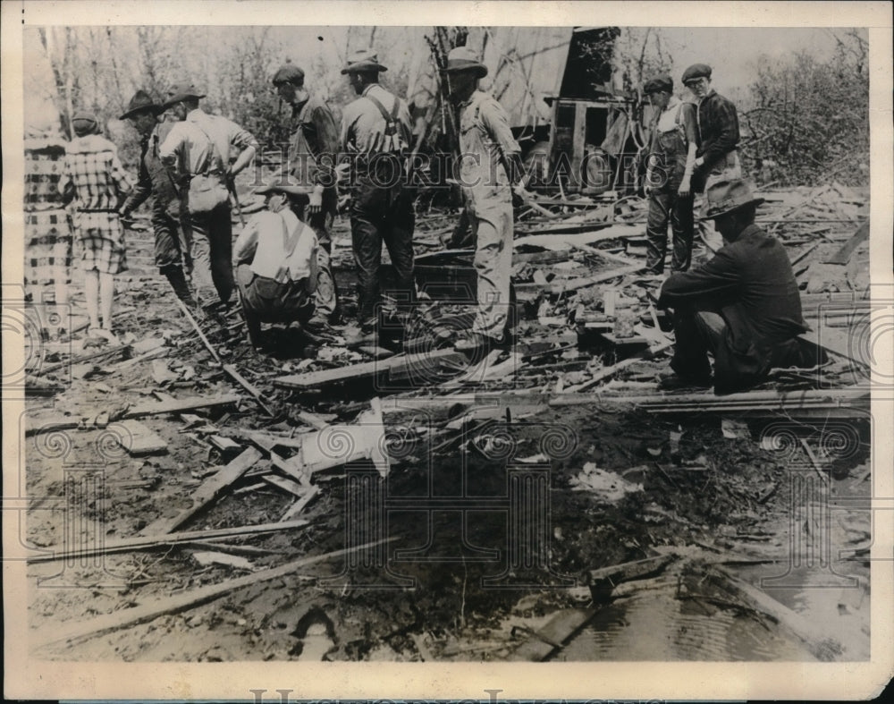 1927 Remains of building after tornado hit Mustang Oklahoma - Historic Images