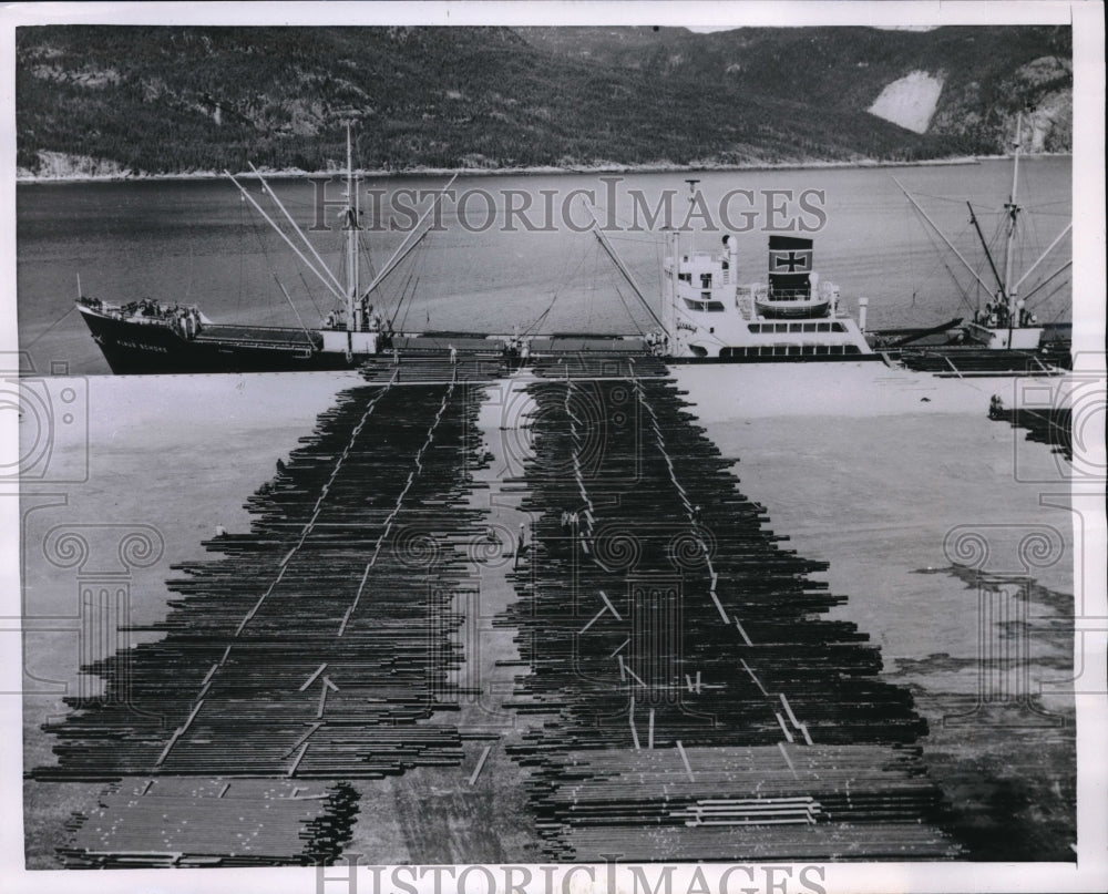 1954 Haikes, Alaska pipe sections wait transport for 621 mi pipeline-Historic Images