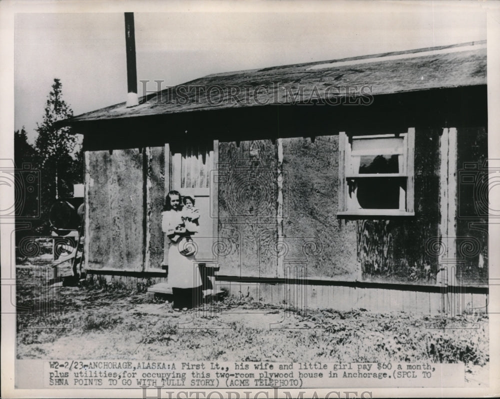 1951 Press Photo First Lt. Pays $60 a Month is Two-Room House in Anchorage-Historic Images