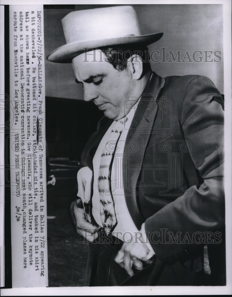 1956 Gov. Frank Clemente of Tennessee arriving in Dallas  - Historic Images