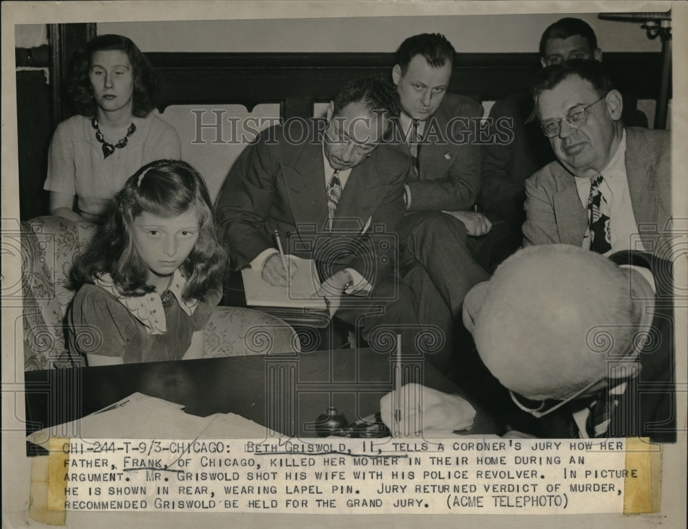 1947 Beth Griswold at Age 11 Tells Jury How Father Killed Her Mother - Historic Images