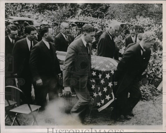 1936 Press Photo Funeral of Gov. Floyd Olson of Minn, pallbearers & casket - Historic Images
