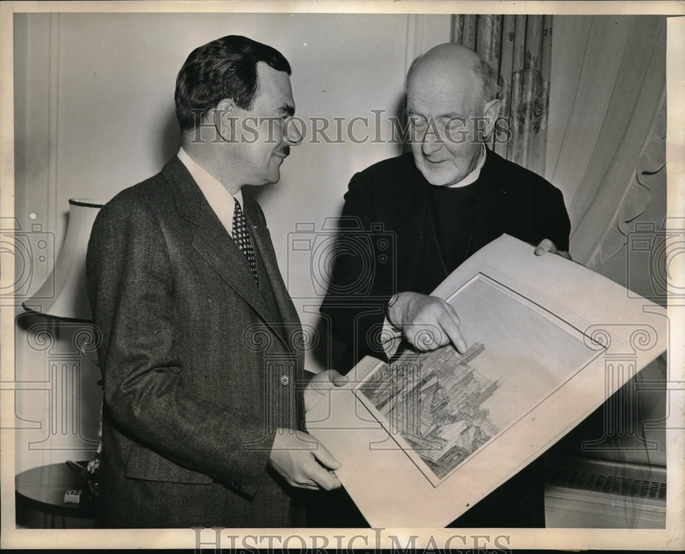 1944 Press Photo NYC, Gov Thomas Dewey &amp; Archbishop Rev Cyril Garbett-Historic Images