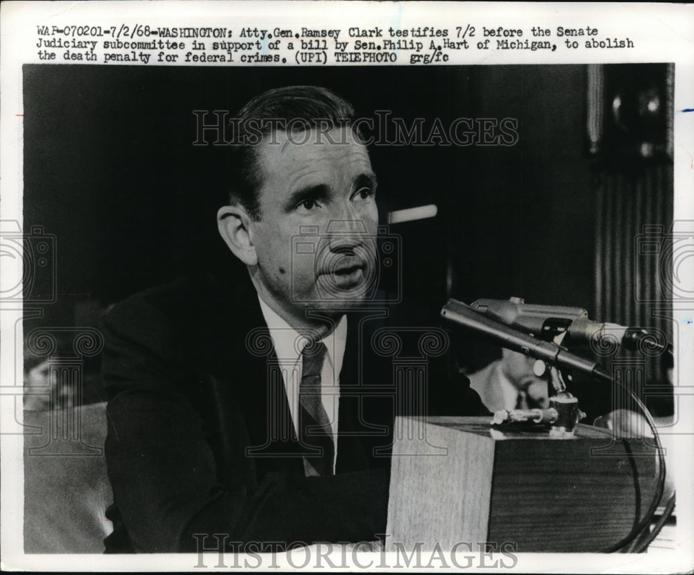 1968 Ramsey Clark supporting a bill by Sen Phillip Hart of Michigan - Historic Images