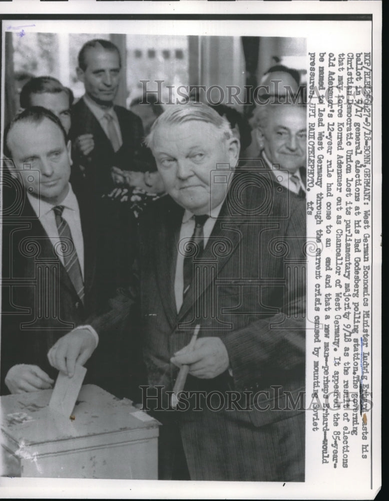 1961 Press Photo West German Minister, Ludwig Erhard - Historic Images