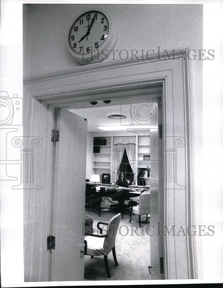 1970 Staff Director Mrs. Stuart Still at Desk 8 PM At White House - Historic Images