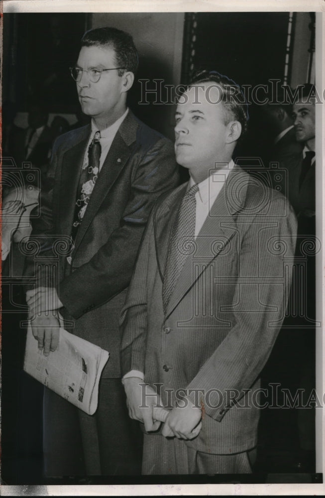 1953 Press Photo Nathan Mills and Robert Goodwin during McCarthy hearings-Historic Images