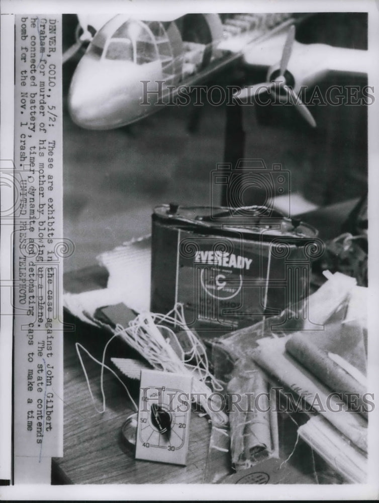 1956 Press Photo Exhibits in murder trial of John G Graham in Denver, Colo. - Historic Images