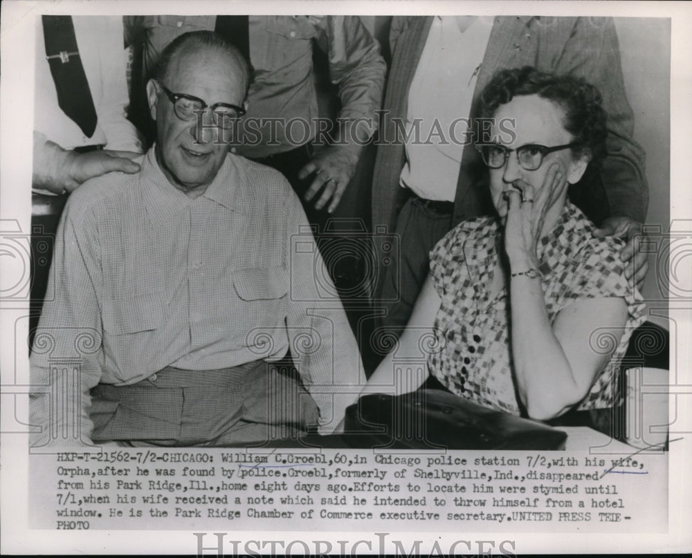 1954 Press Photo William Groebl Reunited With His Wife After Suicide Threat - Historic Images