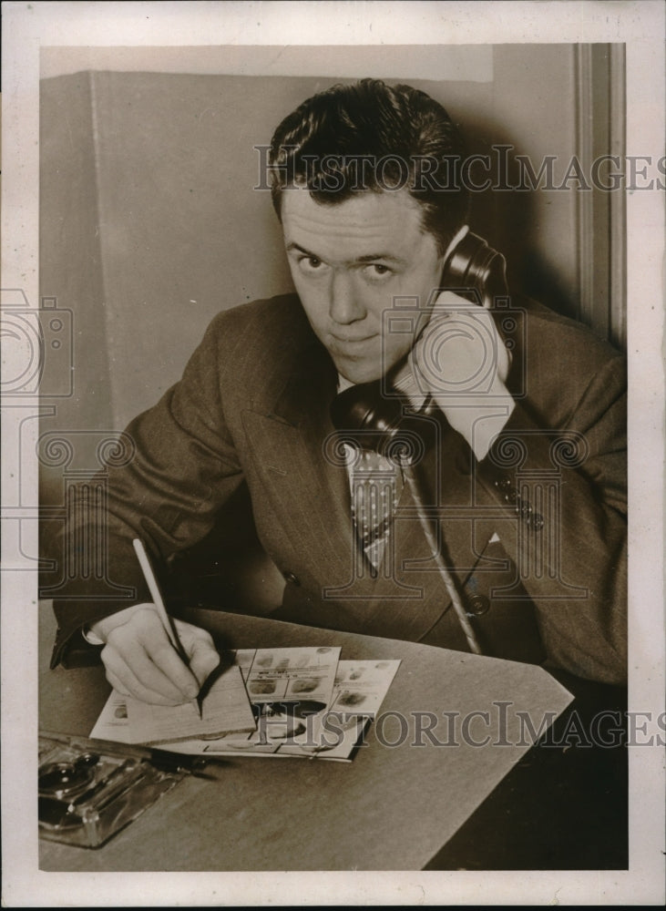 1938 Press Photo E.H. Tommy Adkins Jr,Univ of Miami law student - Historic Images