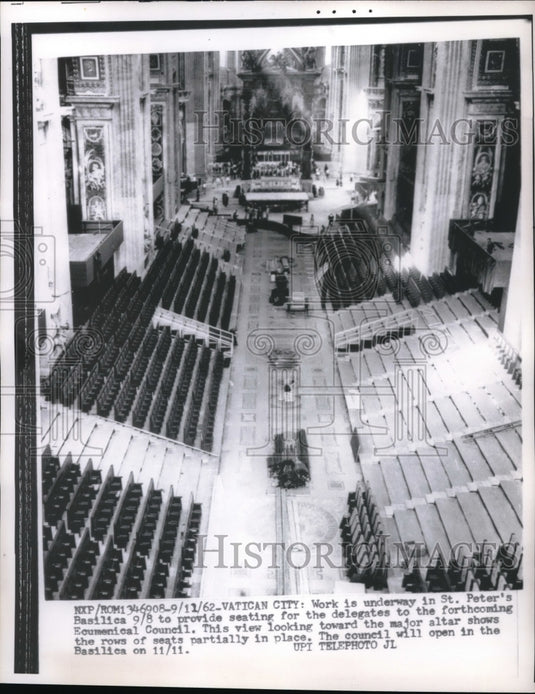 1962 Press Photo Vatican City, St Peter's Basilica, Ecumenical Council - Historic Images
