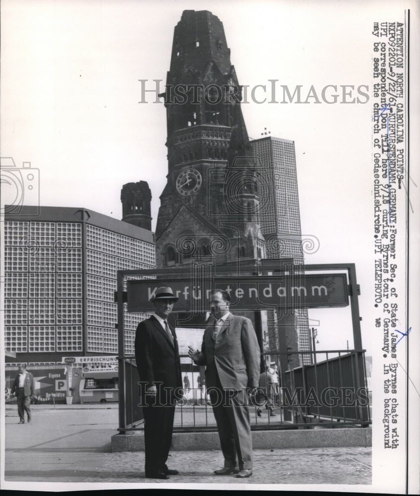 1961 Press Photo Kurfurstendamm, Germany Ex Sec of State J Byrnes &amp; UPI s D Till - Historic Images